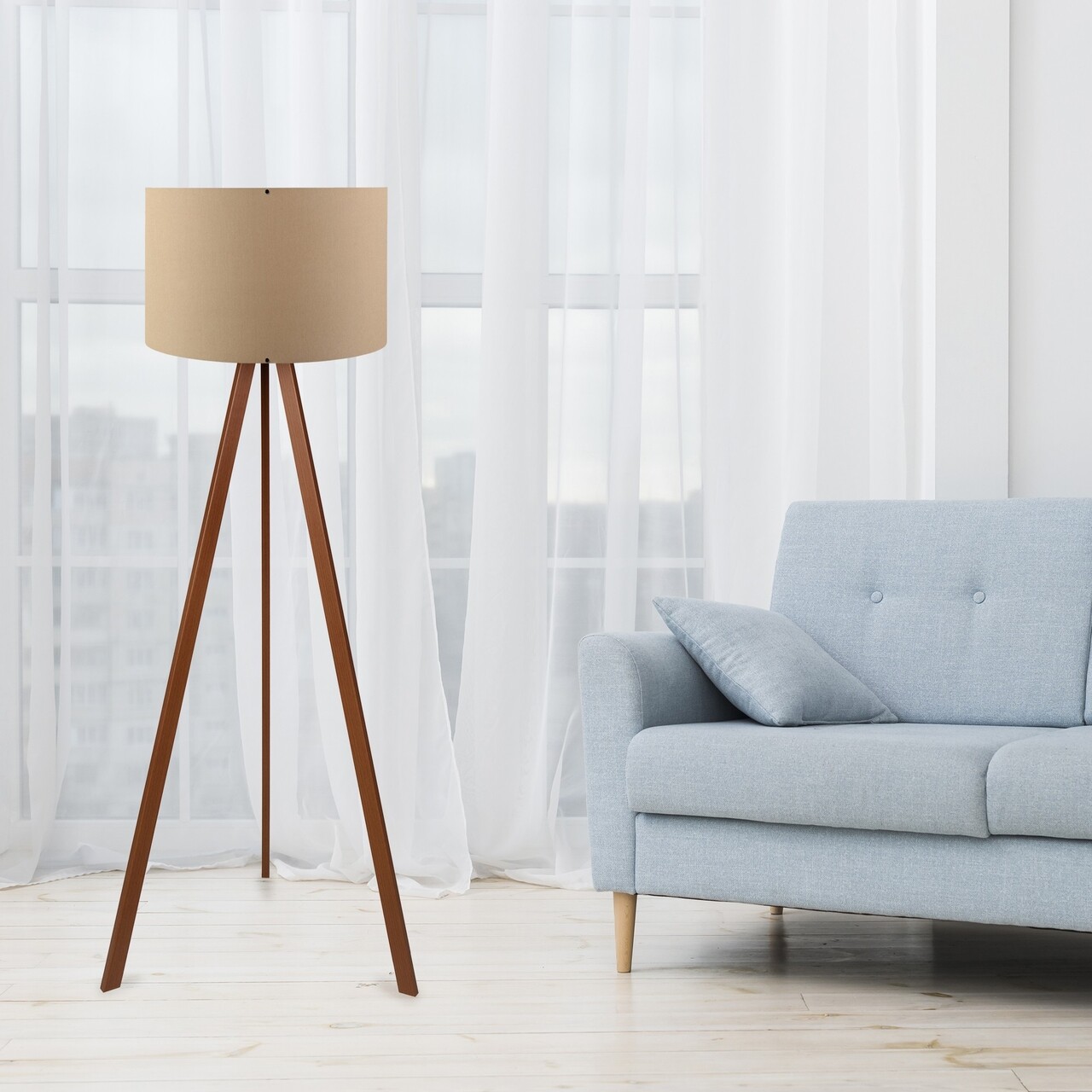Lampadar, AYD-1531, Insignio, 38 x 140 cm, 1 x E27, 60W, bej/maro - imagine 5